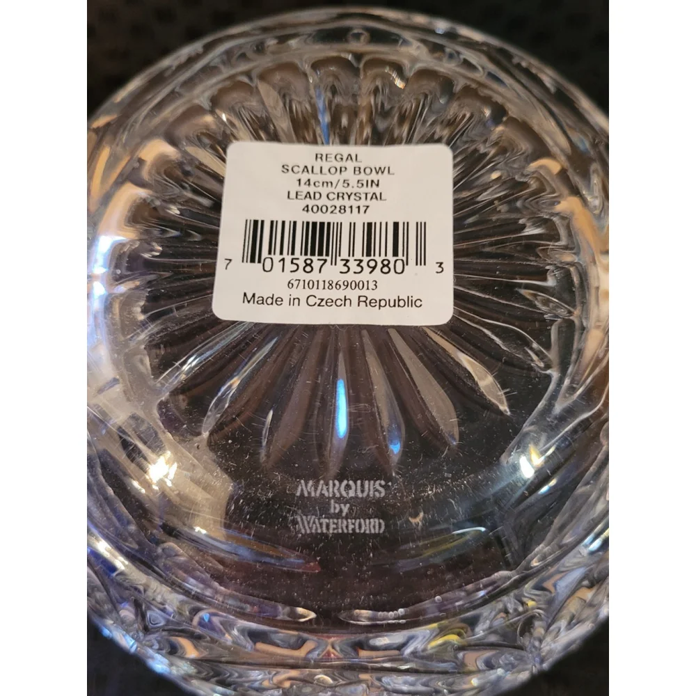 Marquis by Waterford‎ Round Lead Crystal Czech Made Regal Scallop Bowl With Tags